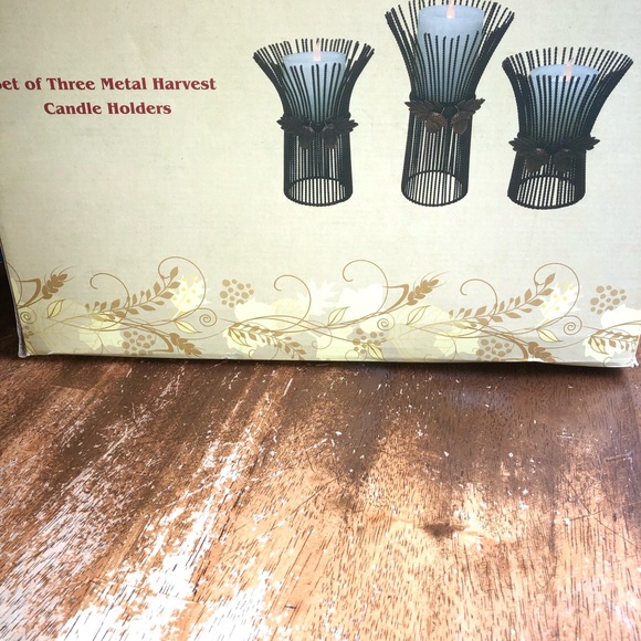 NIB SET of 3 Metal Harvest Candle Holders - Picture 14 of 15